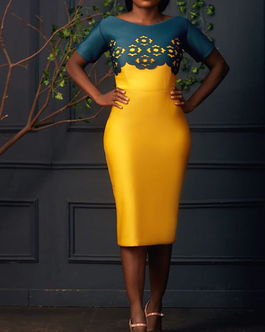 Ladies Elegant Versatile Casual Contrast Print Dress