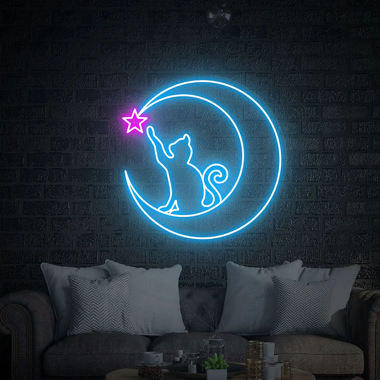 Anime Sailor Moon Luna Cat Bedroom Game Room Living Room Wall Decor Art LED Neon Sign Graduation gifts Neon Sign