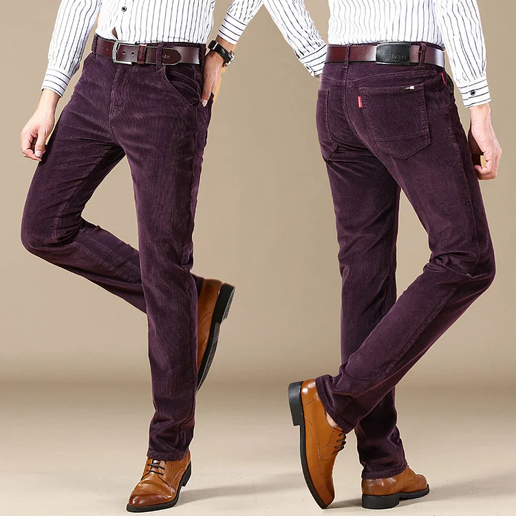Pleated Mens Corduroy Trousers Formal Smart Casual Work Trousers