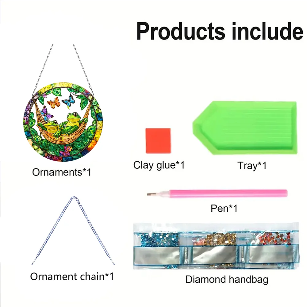 2D Flat DIY Diamond Art Pendant Window Hanging Art for Home Wall Decor (Frog 2)
