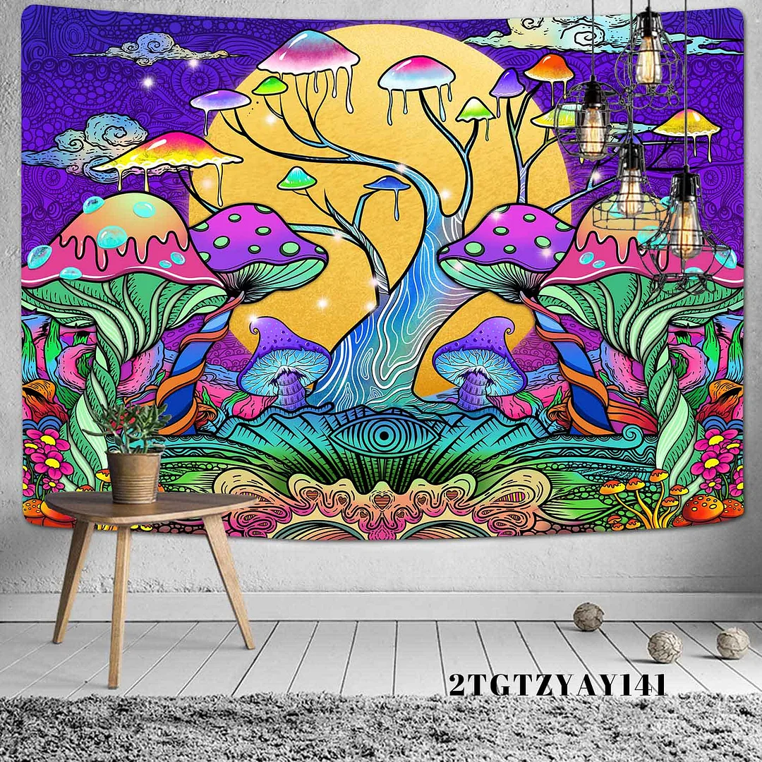 Viking Raven Tapestry Mysterious Viking Meditation Psychedelic Runes Art Wall Hanging Tapestries for Living Room Decor Yoga Mat