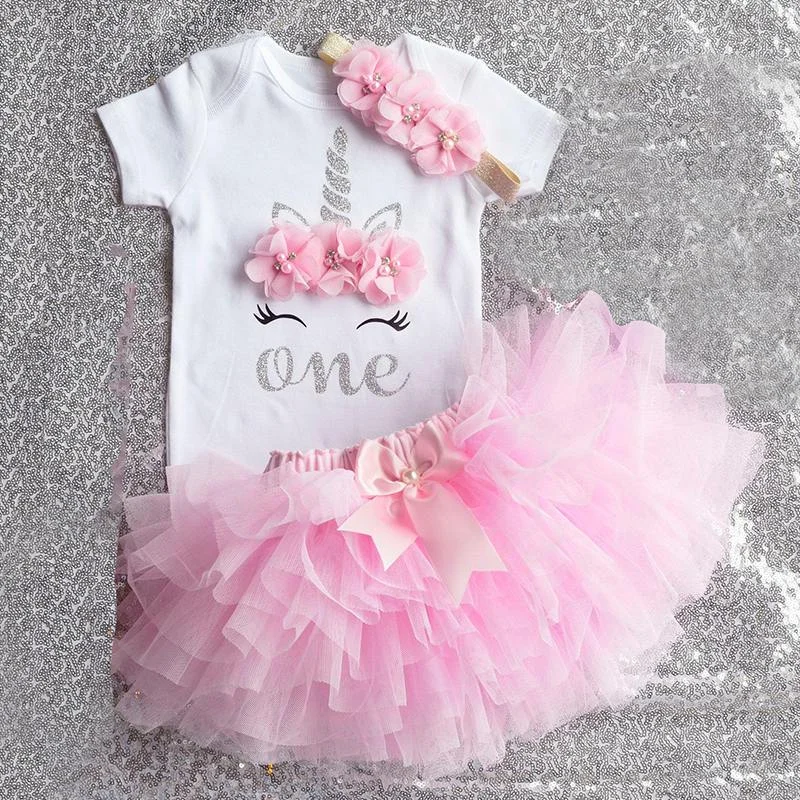 Little Princess Floral Unicorn Dress For Baby Girls 1 Year Birthday Dress Cake Smash Outfits Infant 12 Months  Christening Gown