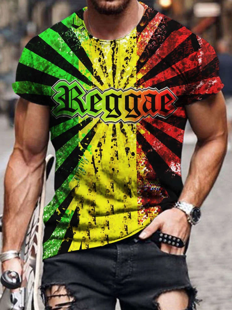 Comstylish Diffuse Rainbow Reggae Print Men's T-Shirt