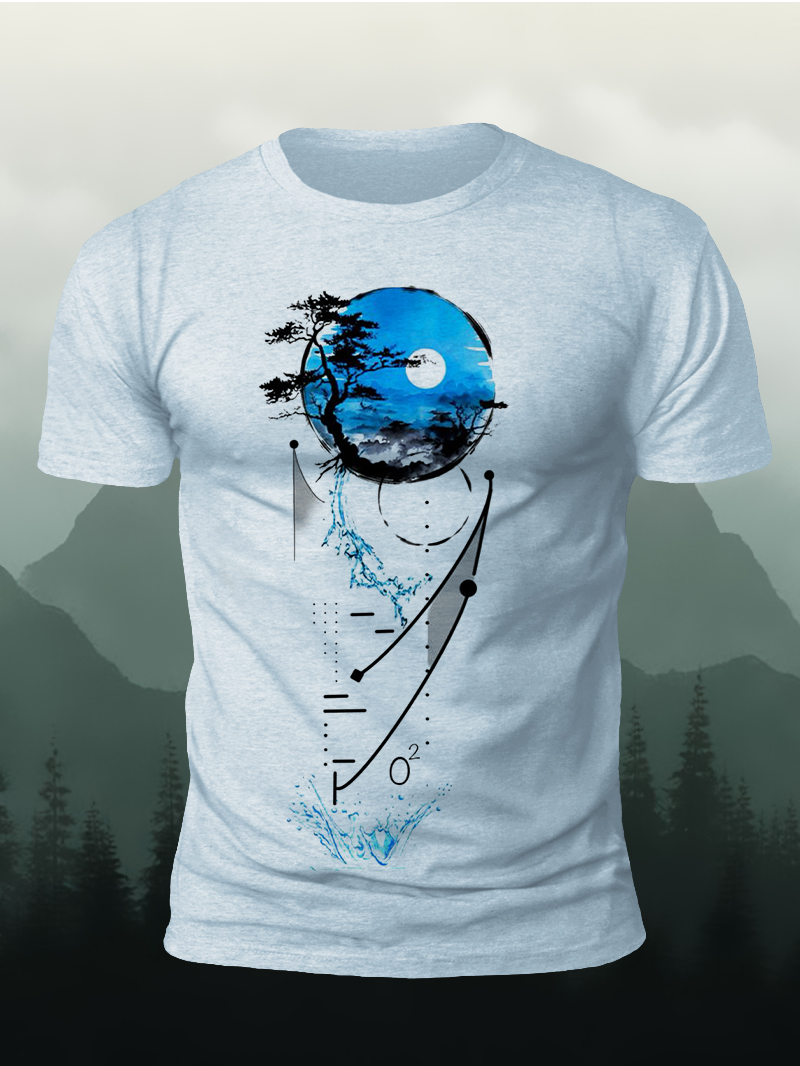 Ink Oxygen Line Print Men's Short Sleeve T-shirt