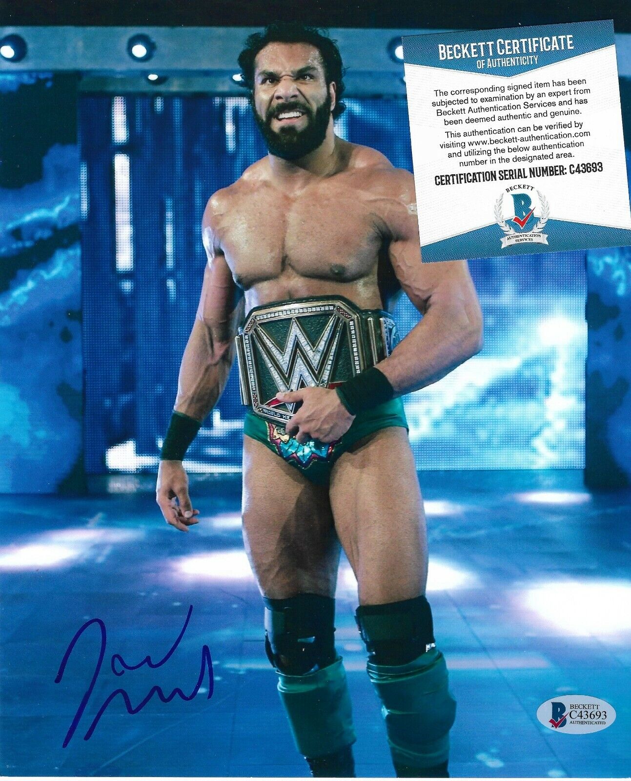 Jinder Mahal autographed 8x10 Photo Poster painting Beckett BAS COA WWE WRESTLING