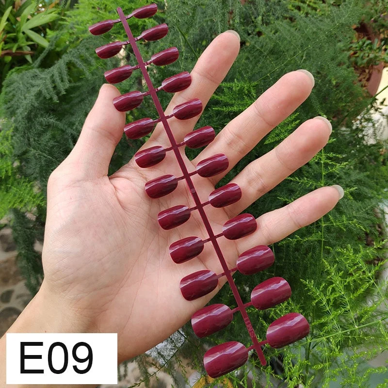 10 Sets Round Shape False Nail Tips In Same Color 24 Pieces/Set 10 Sizes Press on Fake Nails DIY Manicure Finger Nail Tips-Nail Inspo