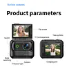 Compact Panoramic Action Camera Anti-Shake WiFi Mini Sports Camera 2.0in Flip Screen with Magnetic Neck Strap for First-person View Shooting