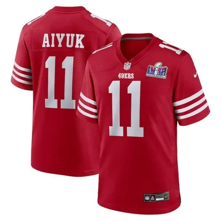 Men's San Francisco 49ers #11 Brandon Aiyuk  Scarlet Super Bowl LVIII Game Jersey