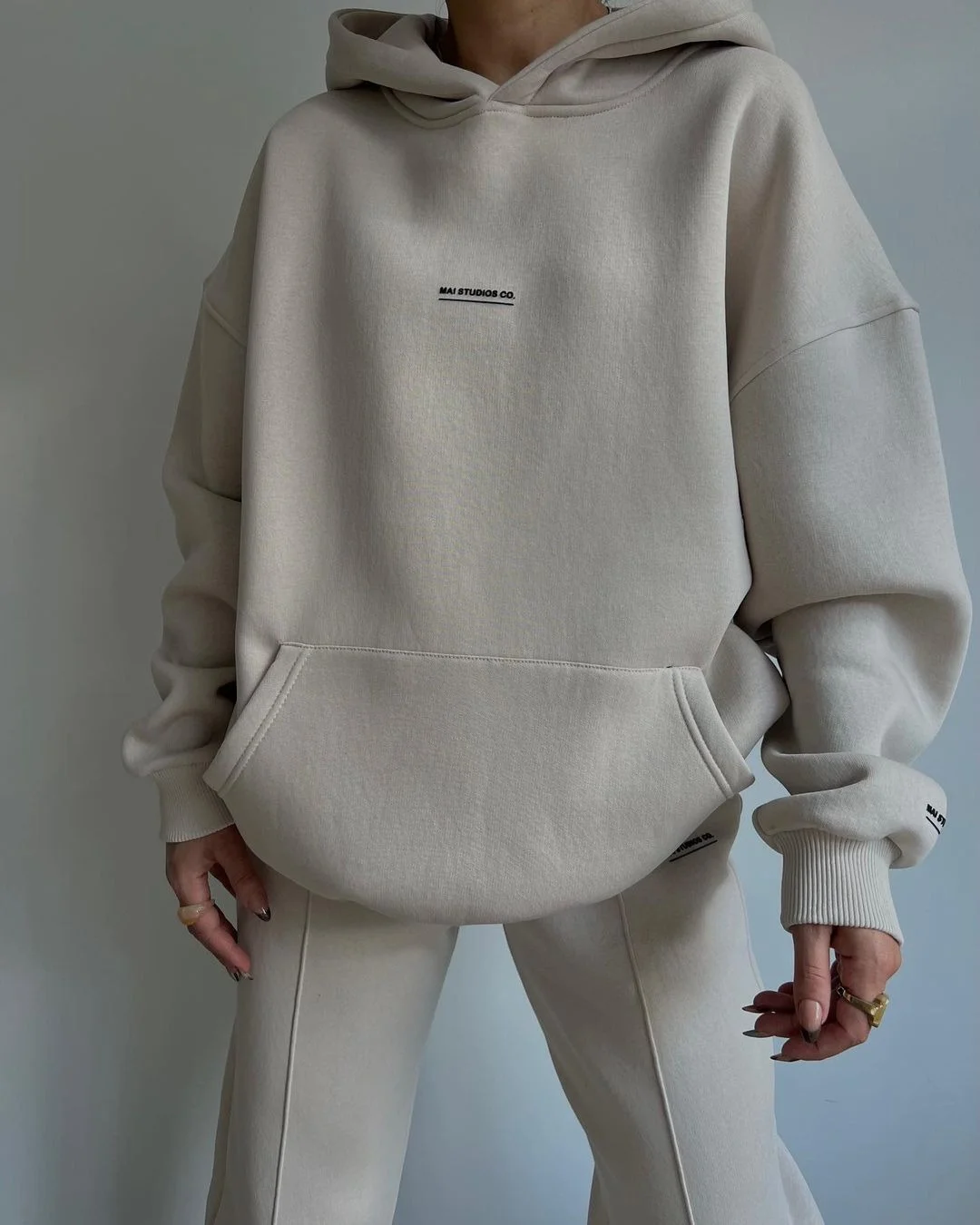 Nigikala Nigikala 2025 New Casual Plus Velvet Long-Sleeved Hooded Hooded Trousers Set For Women