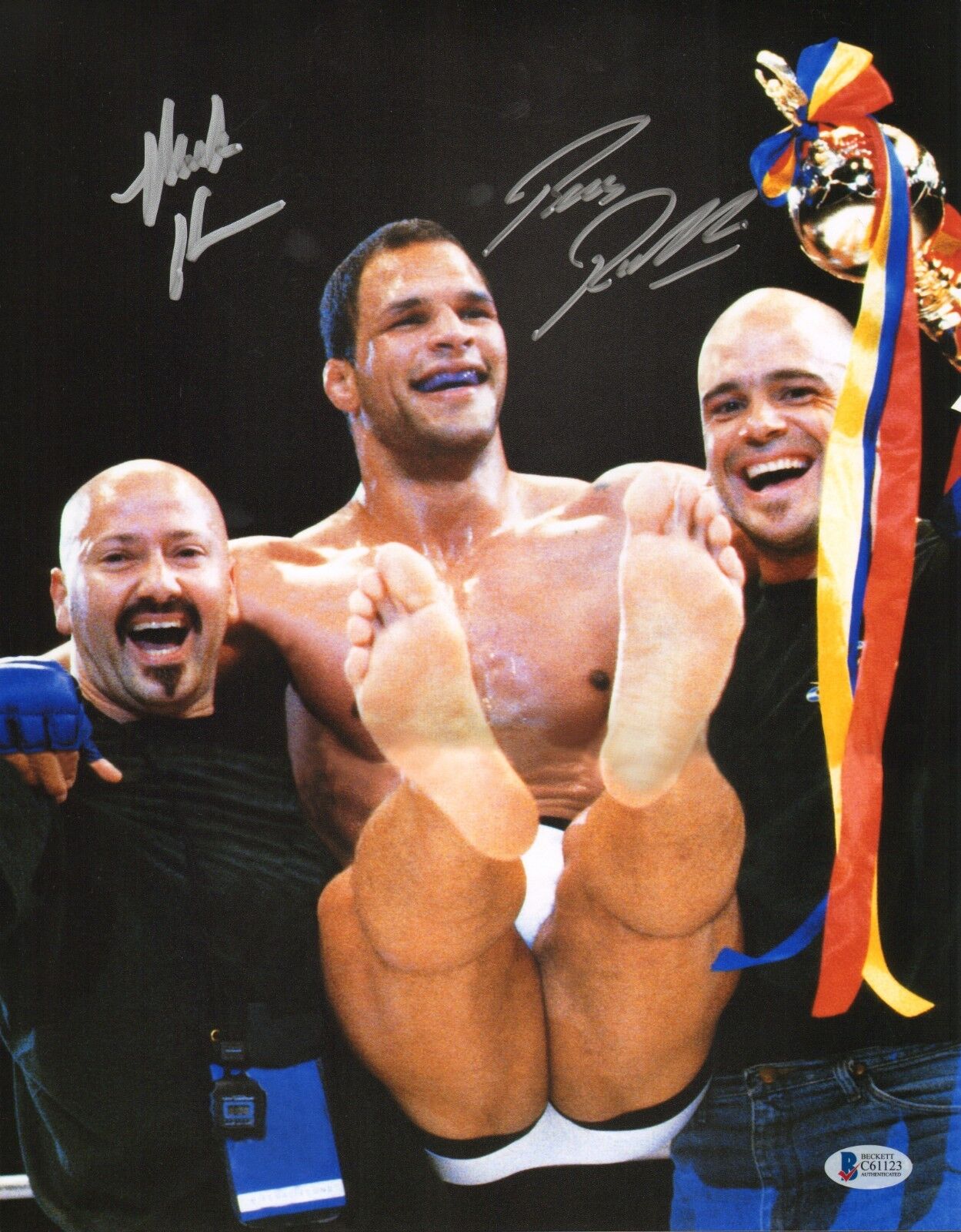 Mark Kerr & Bas Rutten Signed UFC 11x14 Photo Poster painting BAS Beckett COA Pride FC Picture