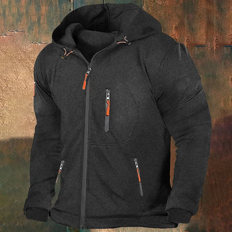 Men'S Twist Solid Color Multi Zipper Hoodie