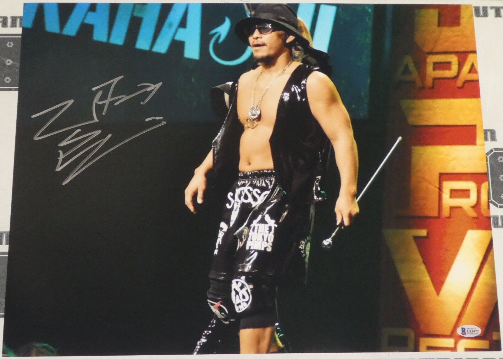 Yujiro Takahashi Signed 16x20 Photo Poster painting BAS COA4 Bullet Club New Japan Pro Wrestling