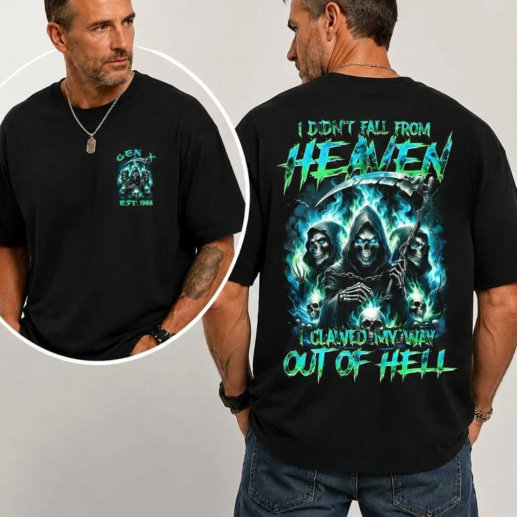 Custom Gen X Est Year  Grim Reaper Double Sided Unisex Tee Sweatshirt Hoodie Multi Colors