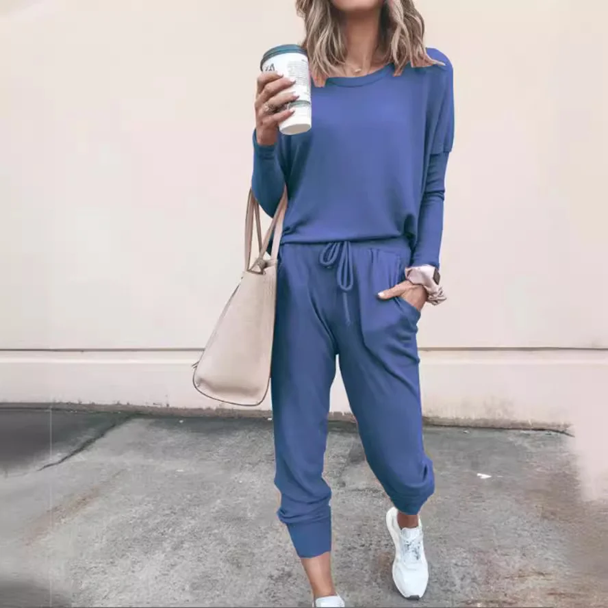 Brownm Brownm And Winter New Women's Clothing Explosion Loose Solid Color Long-Sleeved Leisure Suit