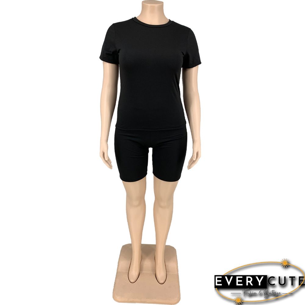 Plus Size Summer Casual Solid Color Short Sleeve Round-neck T-Shirt