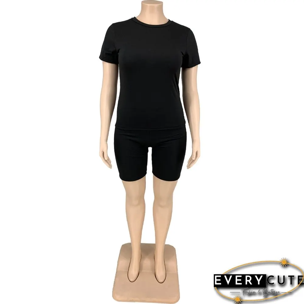Plus Size Summer Casual Solid Color Short Sleeve Round-neck T-Shirt