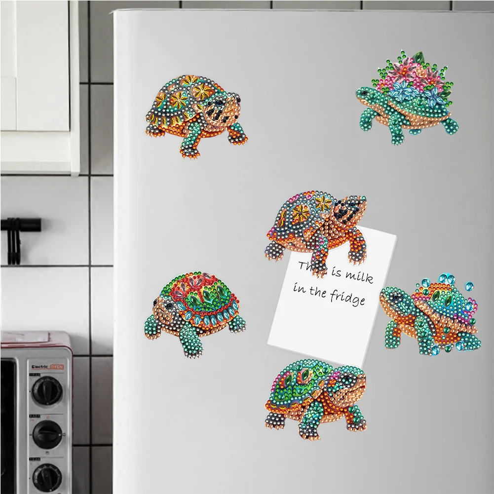 6pcs DIY Sea Turtle Special Shape Diamond Painting Fridge Magnet for Adults Kids Beginners