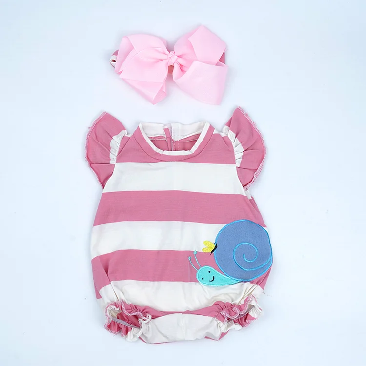 For 17"-20" Reborn Baby Girl Doll Pink Striped Dress Clothing 2-Pieces Set Accessories Rebornartdoll® RSAW-Rebornartdoll®