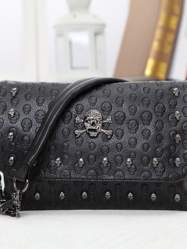 Vintage Rivet Skull Chain Shoulder Square Bag