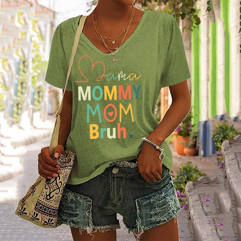 Mother's Day Mama Mommy Mom Bruh Casual V-Neck T-Shirt