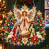 DIY Special Shaped Diamond Painting Wreath, Double-Sided Printing Christmas Wreath Hanging with LED Light Decor Kit 