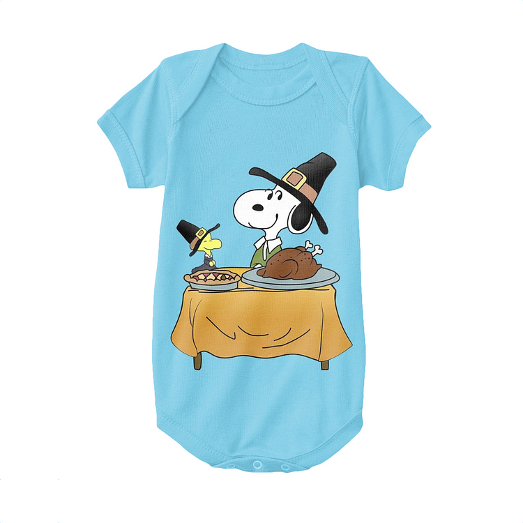 Snoopy With Turkey, Thanksgiving Baby Onesie