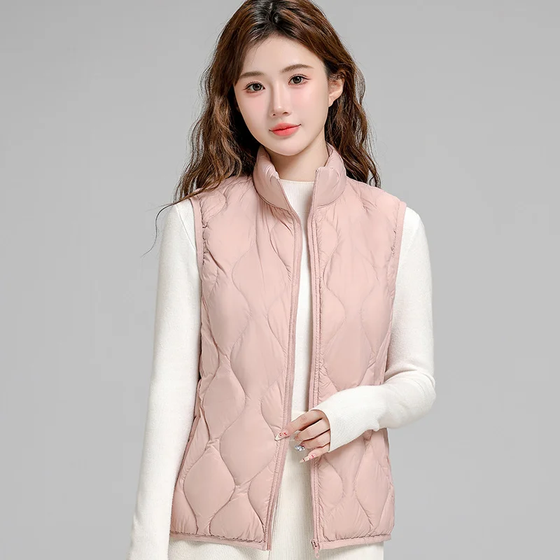 Toloer Autumn And Winter New Down Jacket Vest Female Short Stand Collar Casual Gourd Pressure Line Light Sleeveless Coat Coat-Outfit Ideas