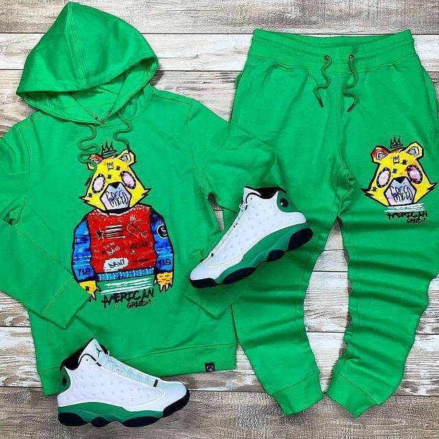 Cartoon casual printed hooded sweater and pants suit