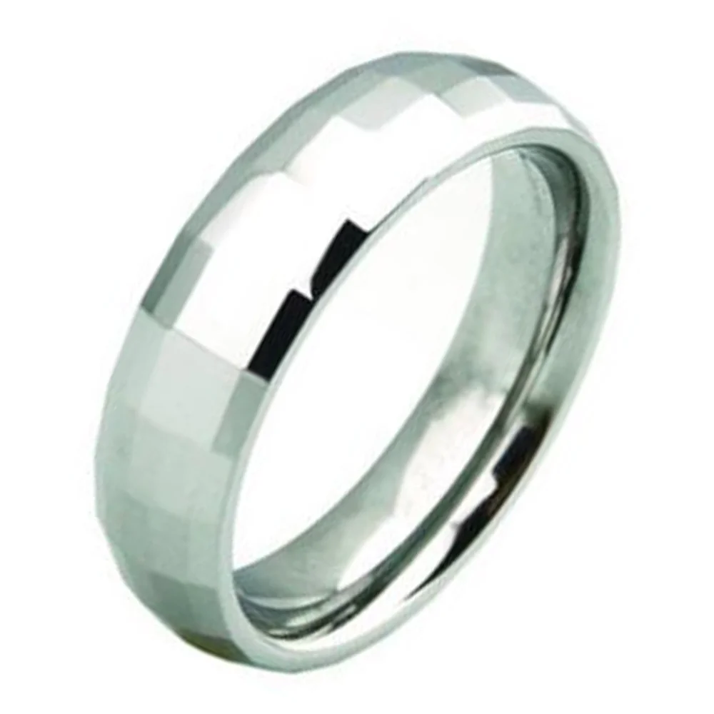 4MM 6MM 8MM Silver Multi-faceted Tungsten Engagement Wedding Bands