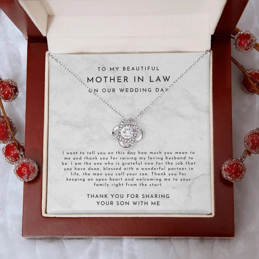 Mother In Law Gift (I Want To Tell You) Love Knot Necklace