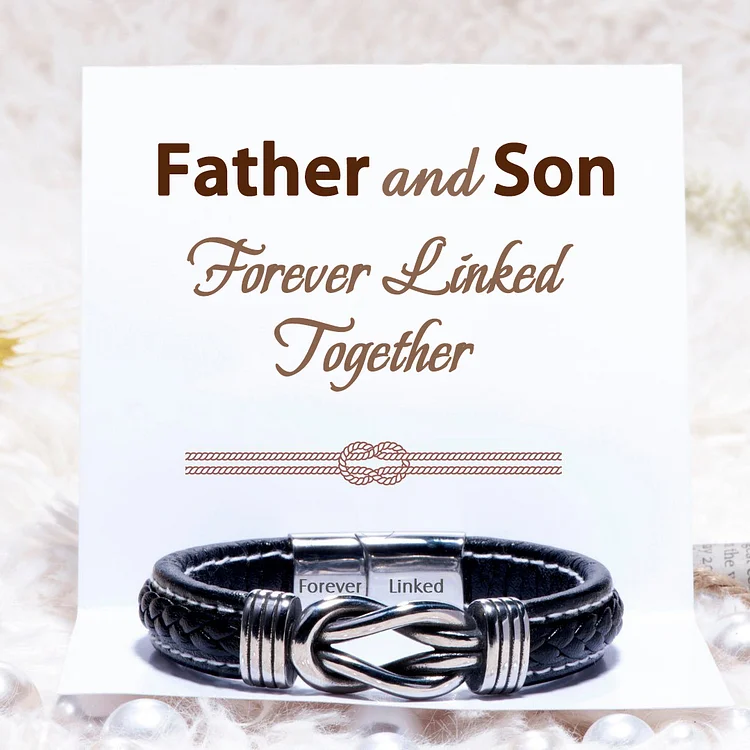 To My Son Leather Knot Bracelet "Father and Son Forever Linked Together"