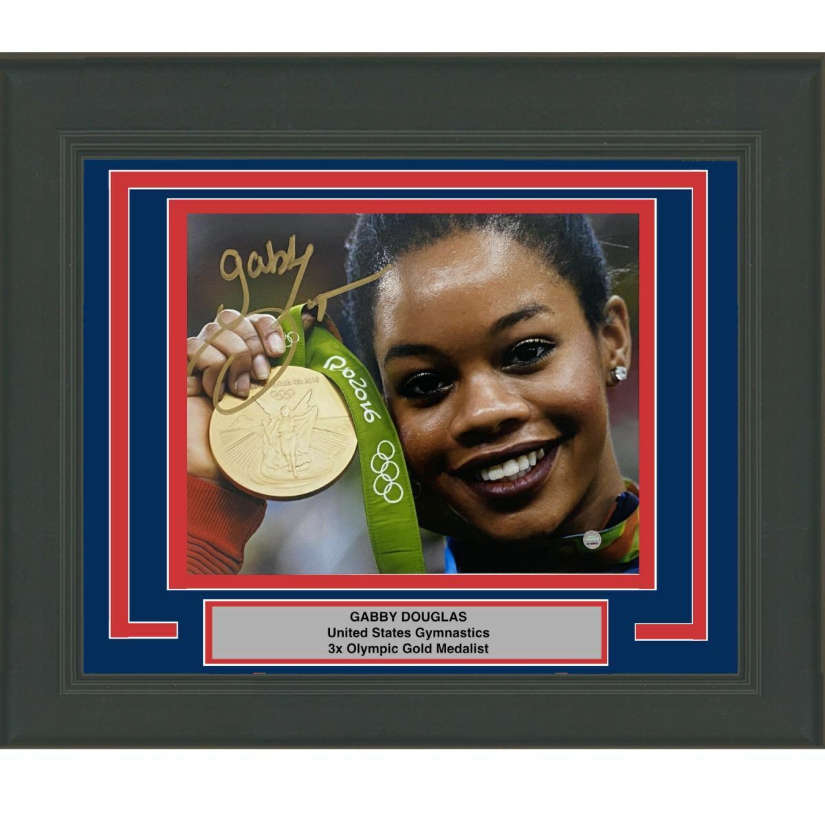 FRAMED Autographed/Signed GABBY DOUGLAS USA Gold 8x10 Photo Poster painting Steiner Sports COA