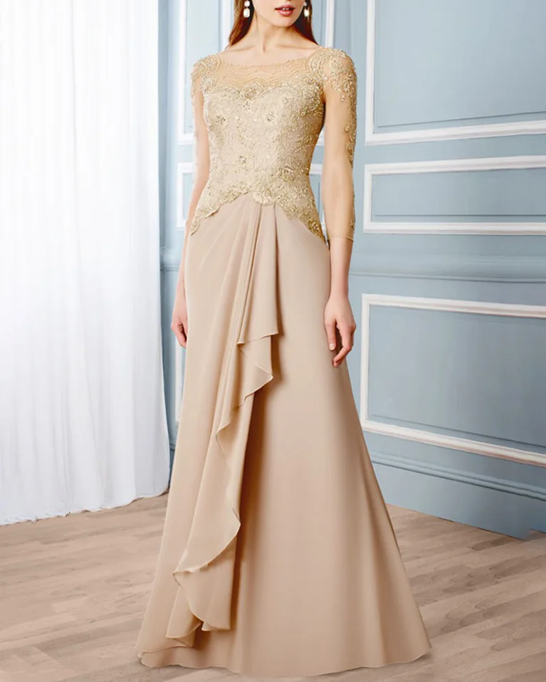 Elegant Chiffon Lace Embroidered Dress