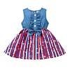Baby Girl Denim Independence Day Stitching Star Striped Sleeveless Dress