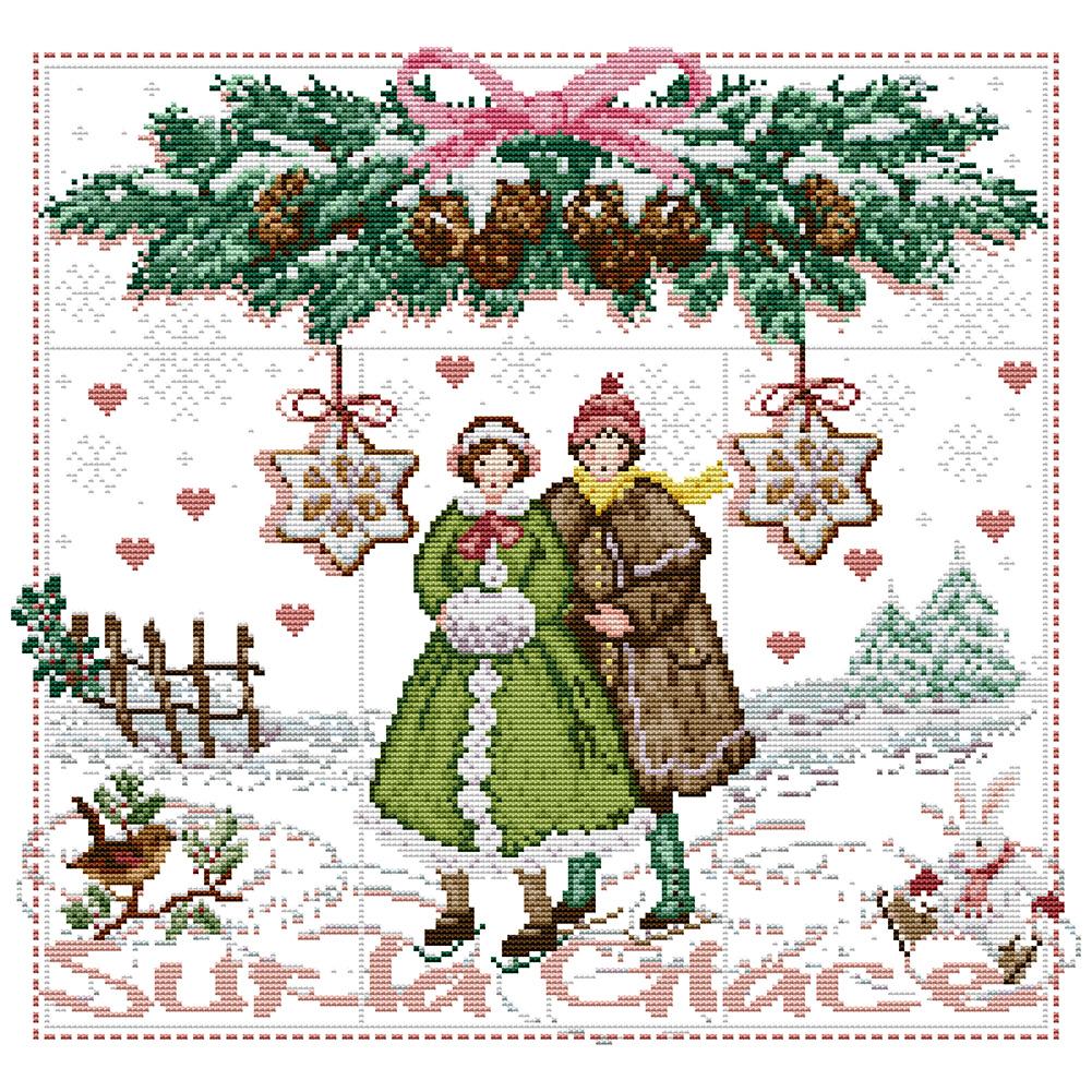 

Skating Couple - 14CT Stamped Cross Stitch - 44x42cm, 501 Original