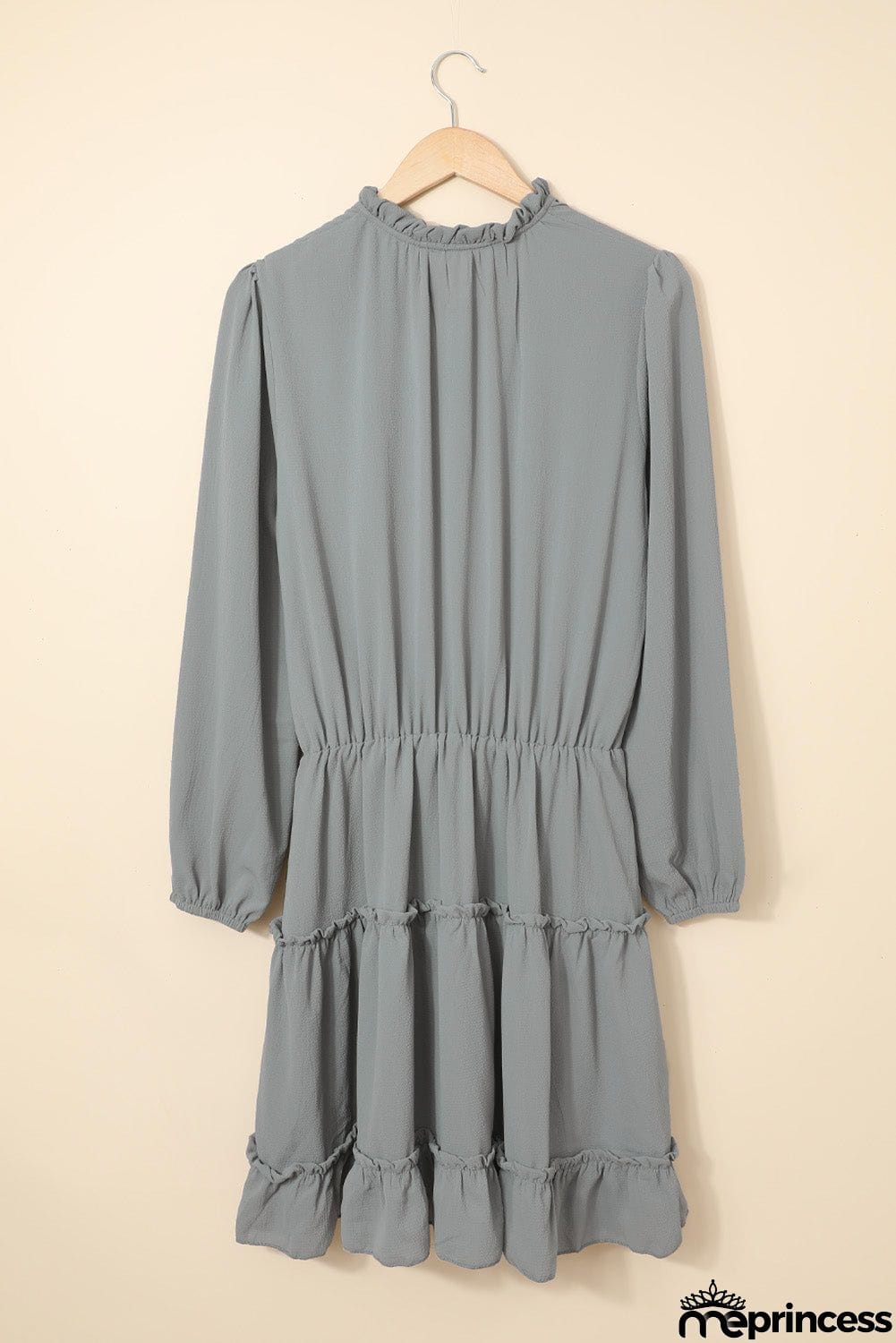 V Neck Long Sleeve Ruffle Tiered Mini Dress