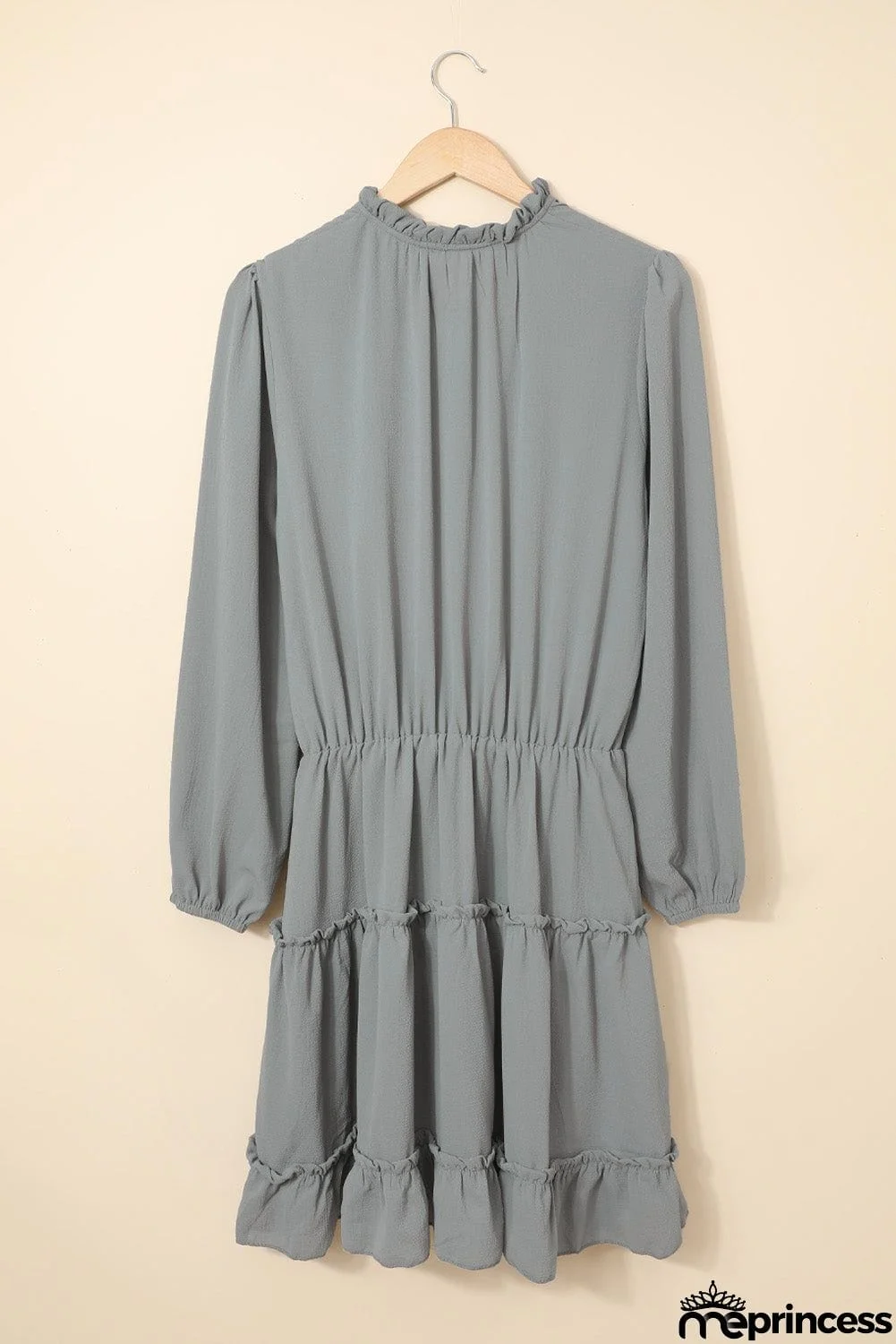 V Neck Long Sleeve Ruffle Tiered Mini Dress