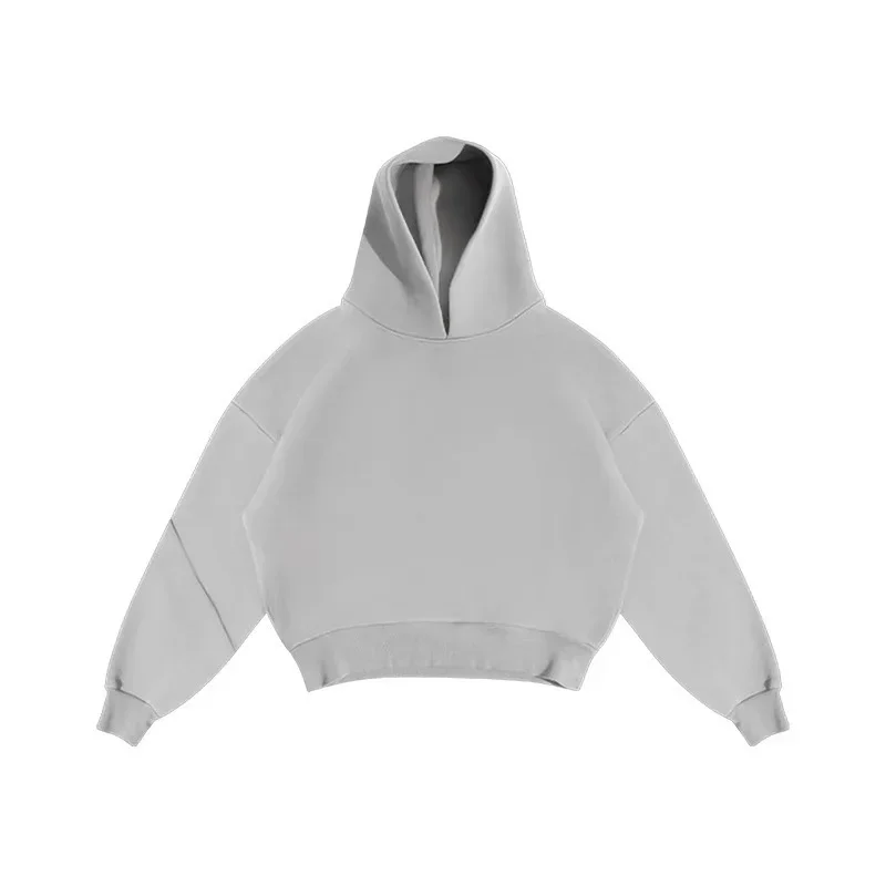 Aonga Harajuku solid color high-end popular simple fashion oversized baggy hoodies for men Y2K trend aesthetic 2-piece sports men suit aonga