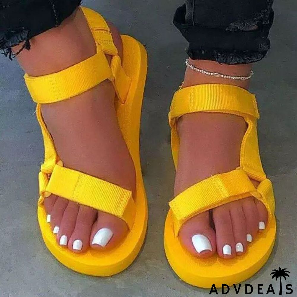 Fashion Casual Patchwork Solid Color Comfortable Flat Sandals