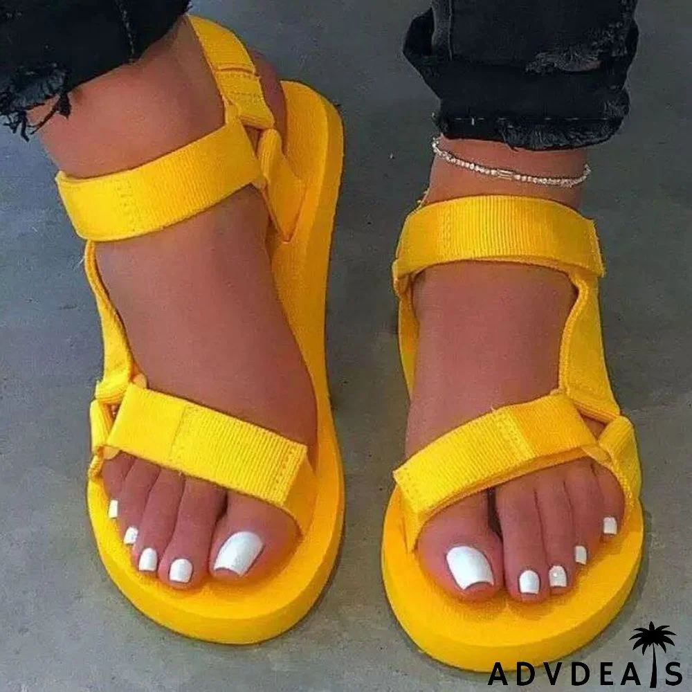 Fashion Casual Patchwork Solid Color Comfortable Flat Sandals
