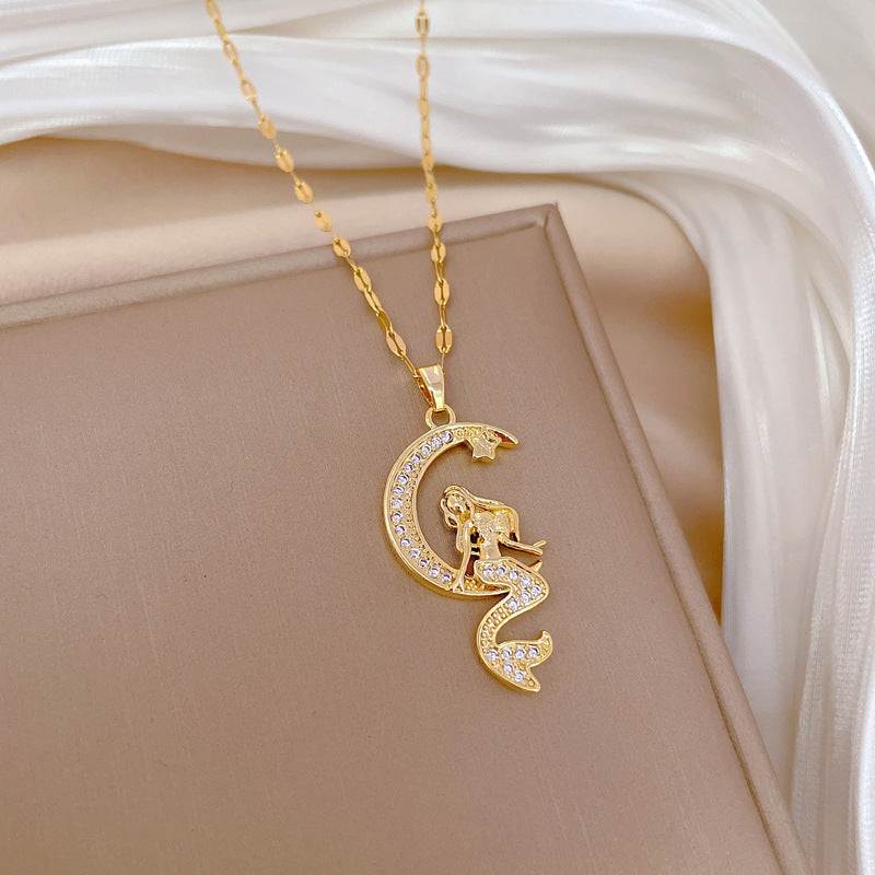 Moon Geometric Stainless Steel Stainless Steel Necklaces