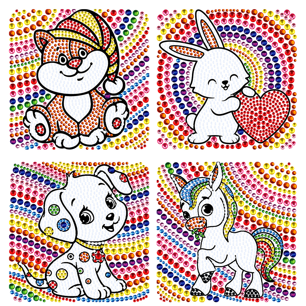 

4pcs Cartoon Animal - 5D DIY Craft Sticker, 501 Original