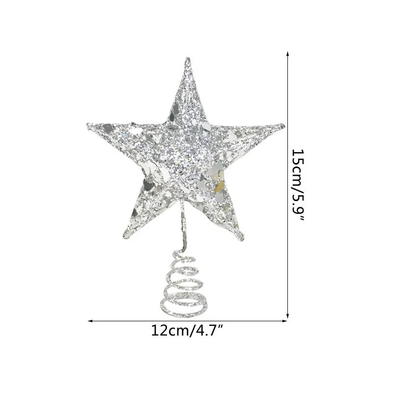 Gold Glitter Christmas Tree Top Iron Star Christmas Decorations For Home Xmas Tree Ornaments Navidad New Year 2021 Natal Noel
