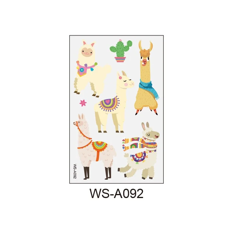 Alpaca Tattoo Stickers Fake Tattoos Paste on Face Arm Leg for Cute Kids Body Art Sticker