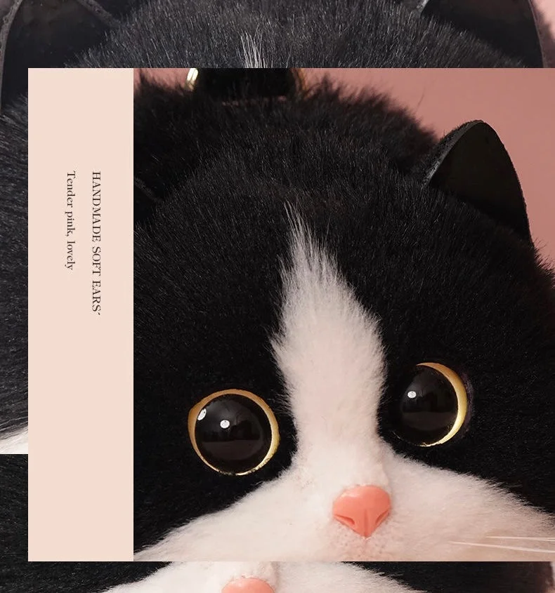 Fluffy Tuxedo Cat Bag Cat Purse