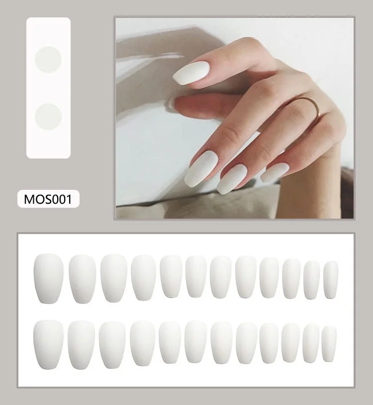 Fake Nails with Glue Tips Art Press on Nail Coffin Stick Designs Clear Set Full Cover Artificial Box Short Square Kiss French