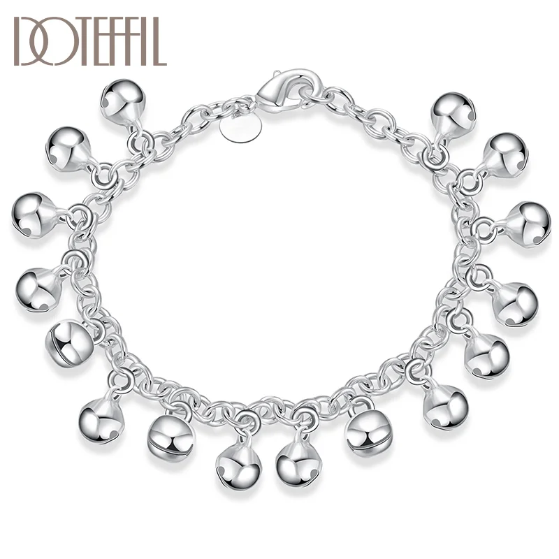 DOTEFFIL 925 Sterling Silver Round Bells Clang Bracelet For Women Jewelry