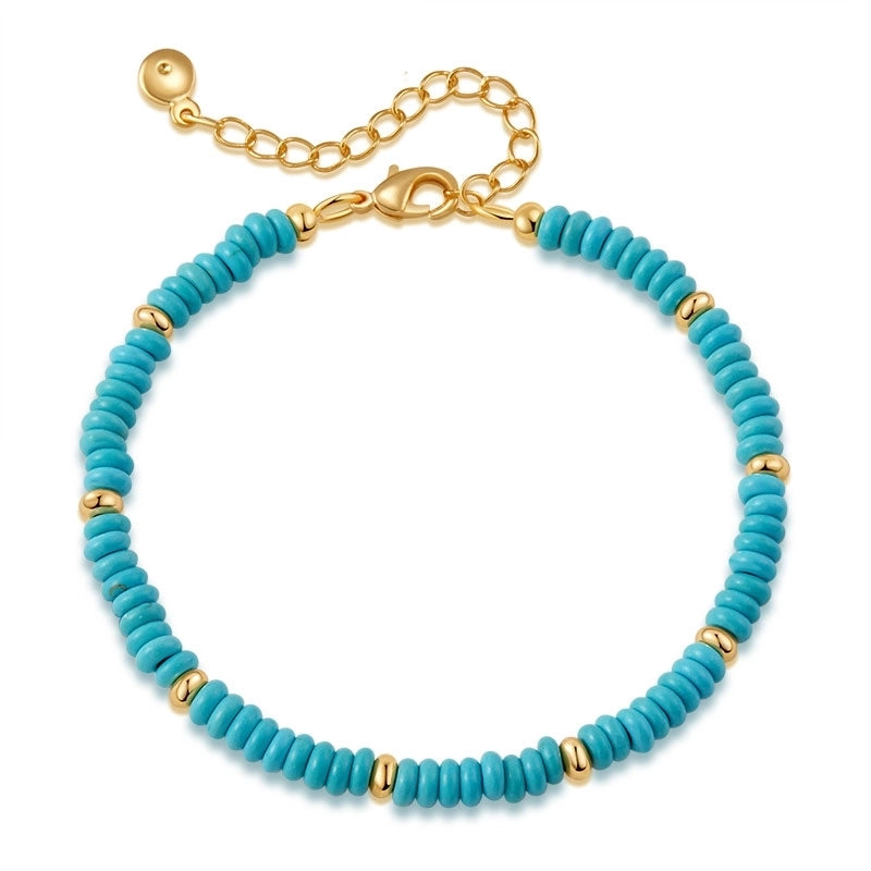 Turquoise Copper Beaded Crystal Artificial Crystal Natural Stone Turquoise Bracelets
