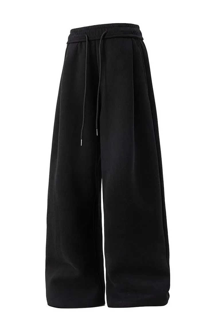 Heavyweight Men's Pleated Trousers Loose Straight Cut with Drape