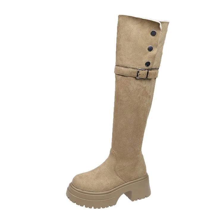 Yyvonne High-Tall Knight Boots Women Autumn And Winter New With Velvet High And Over-Knee Boots Two-Ded-Long-Headed Boots Women